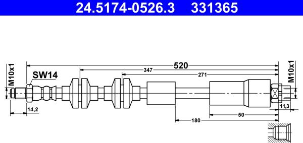 ATE 24.5174-0526.3 - Flessibile del freno www.autoricambi360.it