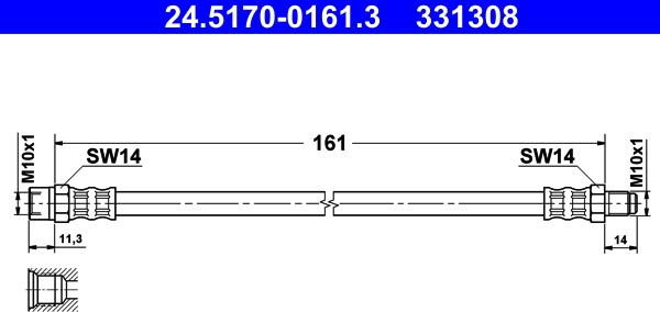 ATE 24.5170-0161.3 - Flessibile del freno www.autoricambi360.it