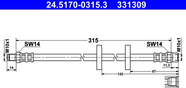 ATE 24.5170-0315.3 - Flessibile del freno www.autoricambi360.it