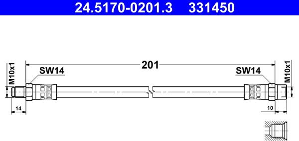 ATE 24.5170-0201.3 - Flessibile del freno www.autoricambi360.it
