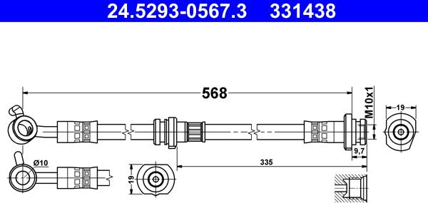 ATE 24.5293-0567.3 - Flessibile del freno www.autoricambi360.it