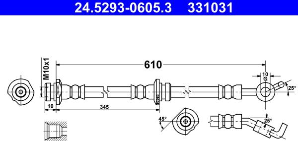 ATE 24.5293-0605.3 - Flessibile del freno www.autoricambi360.it