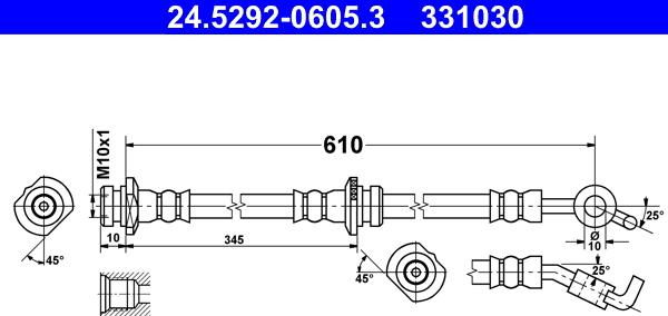 ATE 24.5292-0605.3 - Flessibile del freno www.autoricambi360.it