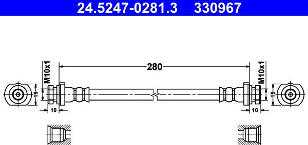 ATE 24.5247-0281.3 - Flessibile del freno www.autoricambi360.it
