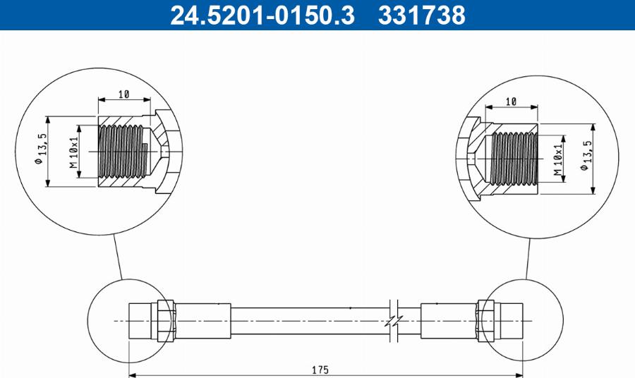 ATE 24.5201-0150.3 - Flessibile del freno www.autoricambi360.it