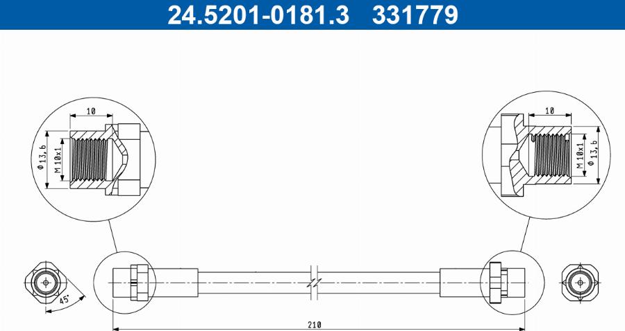 ATE 24.5201-0181.3 - Flessibile del freno www.autoricambi360.it