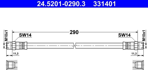 ATE 24.5201-0290.3 - Flessibile del freno www.autoricambi360.it