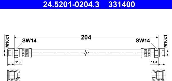 ATE 24.5201-0204.3 - Flessibile del freno www.autoricambi360.it