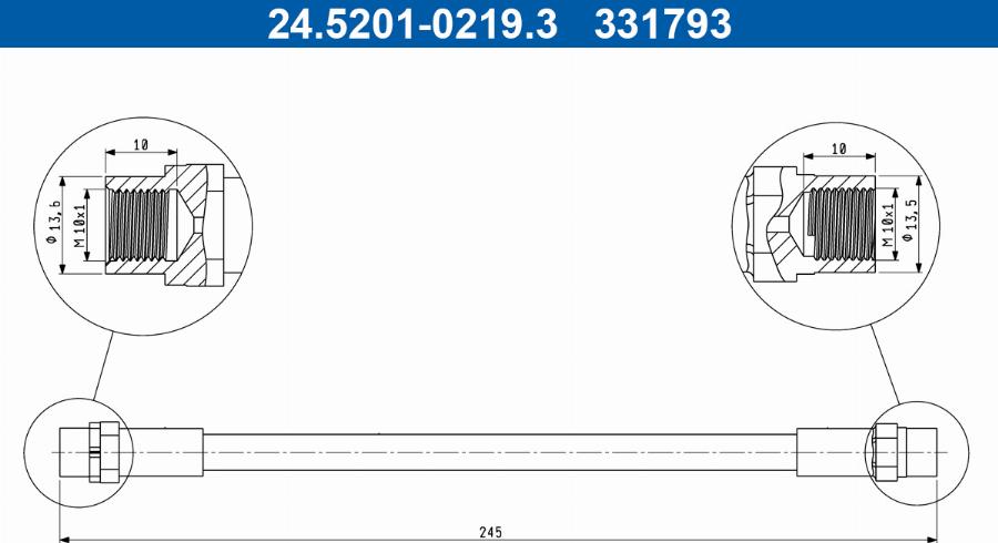 ATE 24.5201-0219.3 - Flessibile del freno www.autoricambi360.it