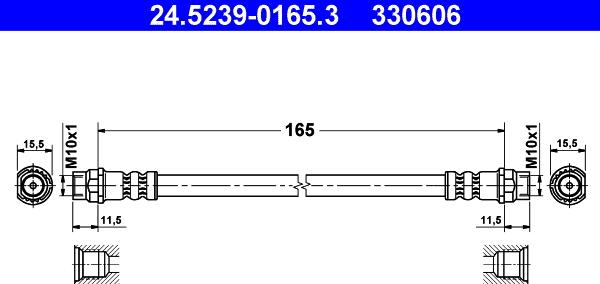 ATE 24.5239-0165.3 - Flessibile del freno www.autoricambi360.it