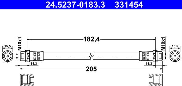 ATE 24.5237-0183.3 - Flessibile del freno www.autoricambi360.it