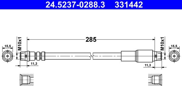 ATE 24.5237-0288.3 - Flessibile del freno www.autoricambi360.it