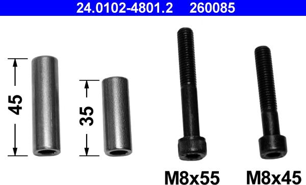 ATE 24.0102-4801.2 - Kit manicotti di guida, Pinza freno www.autoricambi360.it