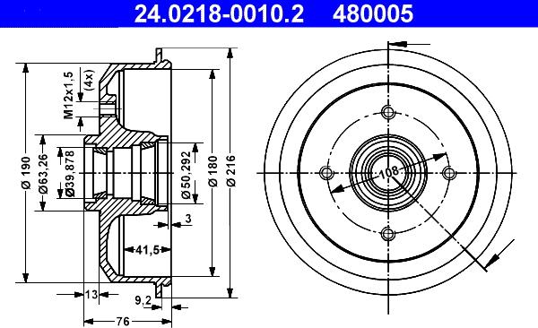ATE 24.0218-0010.2 - Tamburo freno www.autoricambi360.it