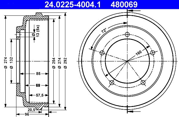 ATE 24.0225-4004.1 - Tamburo freno www.autoricambi360.it