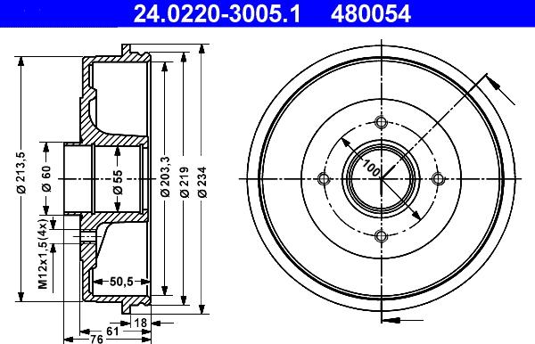 ATE 24.0220-3005.1 - Tamburo freno www.autoricambi360.it