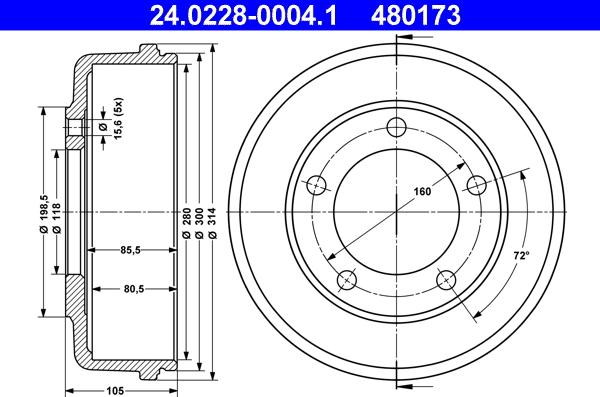 ATE 24.0228-0004.1 - Tamburo freno www.autoricambi360.it