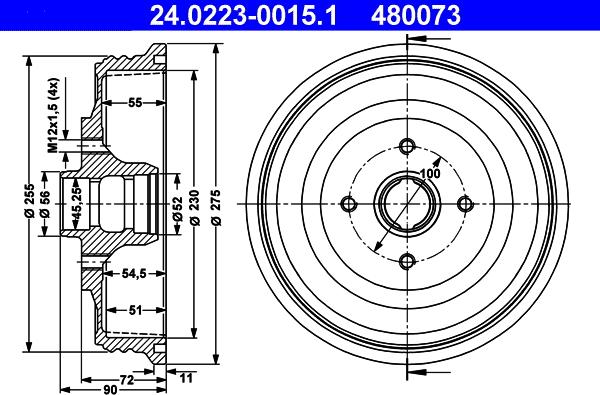ATE 24.0223-0015.1 - Tamburo freno www.autoricambi360.it