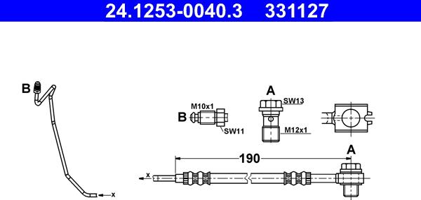 ATE 24.1253-0040.3 - Flessibile del freno www.autoricambi360.it