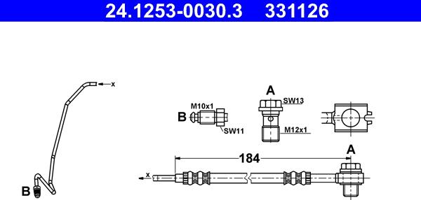 ATE 24.1253-0030.3 - Flessibile del freno www.autoricambi360.it