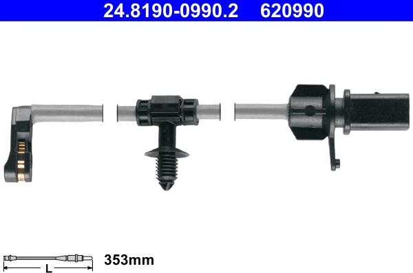 ATE 24.8190-0990.2 - Contatto segnalazione, Usura past. freno / mat. d'attrito www.autoricambi360.it
