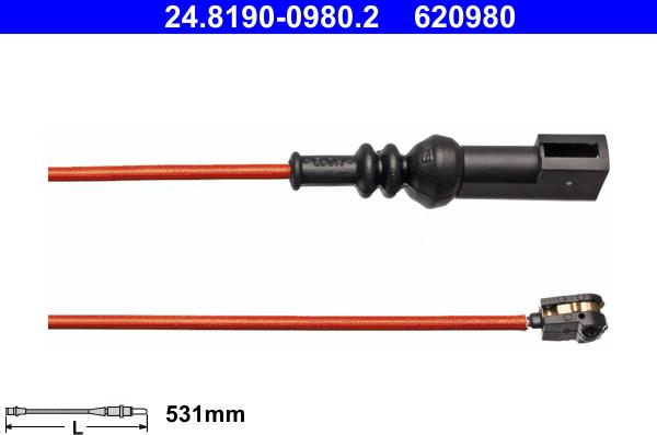 ATE 24.8190-0980.2 - Contatto segnalazione, Usura past. freno / mat. d'attrito www.autoricambi360.it