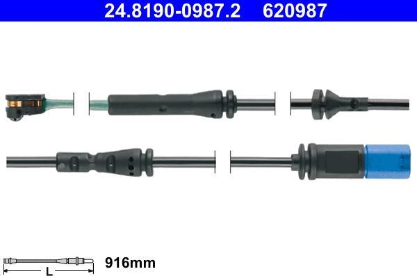 ATE 24.8190-0987.2 - Contatto segnalazione, Usura past. freno / mat. d'attrito www.autoricambi360.it