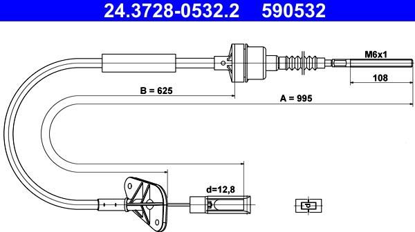 ATE 24.3728-0532.2 - Cavo comando, Comando frizione www.autoricambi360.it