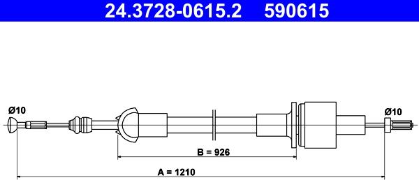 ATE 24.3728-0615.2 - Cavo comando, Comando frizione www.autoricambi360.it