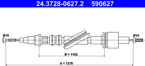 ATE 24.3728-0627.2 - Cavo comando, Comando frizione www.autoricambi360.it