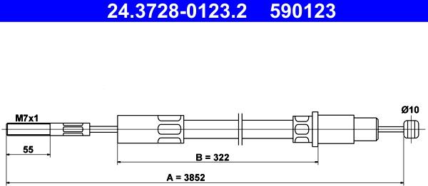 ATE 24.3728-0123.2 - Cavo comando, Comando frizione www.autoricambi360.it