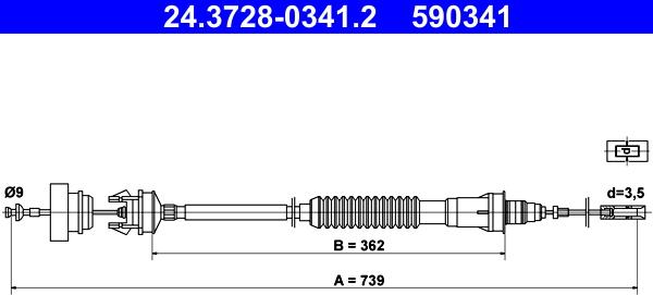 ATE 24.3728-0341.2 - Cavo comando, Comando frizione www.autoricambi360.it