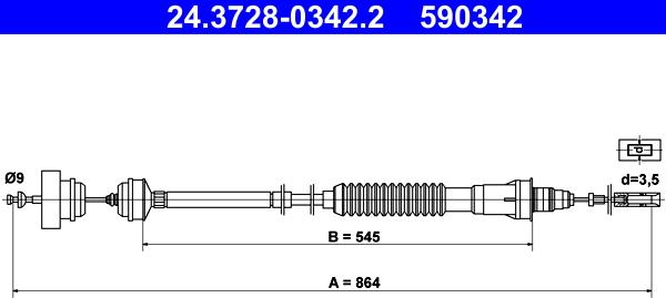ATE 24.3728-0342.2 - Cavo comando, Comando frizione www.autoricambi360.it