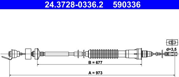 ATE 24.3728-0336.2 - Cavo comando, Comando frizione www.autoricambi360.it
