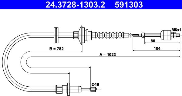 ATE 24.3728-1303.2 - Cavo comando, Comando frizione www.autoricambi360.it