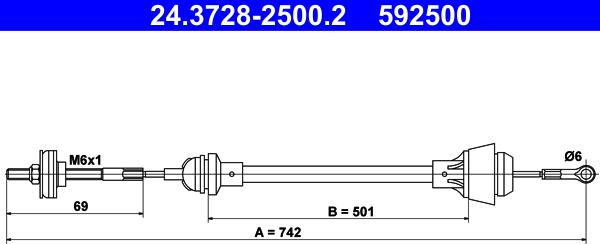ATE 24.3728-2500.2 - Cavo comando, Comando frizione www.autoricambi360.it