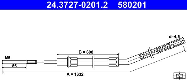 ATE 24.3727-0201.2 - Cavo comando, Freno stazionamento www.autoricambi360.it