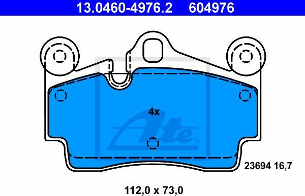 ATE 13.0460-4976.2 - Kit pastiglie freno, Freno a disco www.autoricambi360.it