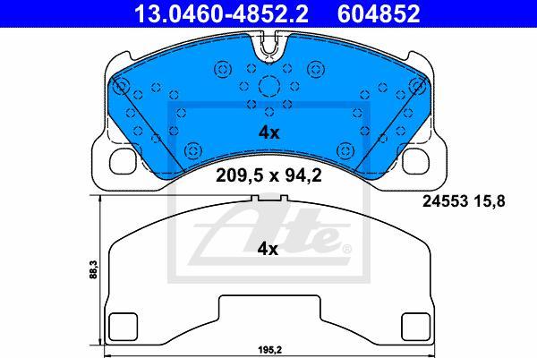 ATE 13.0460-4852.2 - Kit pastiglie freno, Freno a disco www.autoricambi360.it