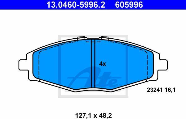 ATE 13.0460-5996.2 - Kit pastiglie freno, Freno a disco www.autoricambi360.it