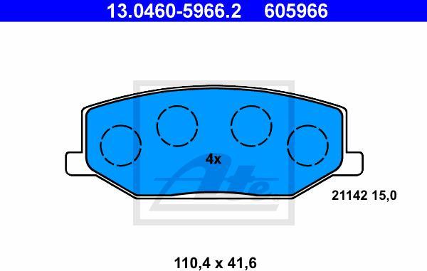 ATE 13.0460-5966.2 - Kit pastiglie freno, Freno a disco www.autoricambi360.it