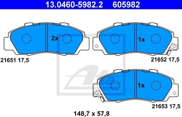 ATE 13.0460-5982.2 - Kit pastiglie freno, Freno a disco www.autoricambi360.it