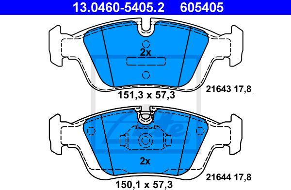 ATE 13.0460-5405.2 - Kit pastiglie freno, Freno a disco www.autoricambi360.it
