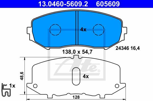 ATE 13.0460-5609.2 - Kit pastiglie freno, Freno a disco www.autoricambi360.it
