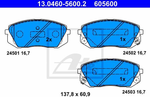 ATE 13.0460-5600.2 - Kit pastiglie freno, Freno a disco www.autoricambi360.it