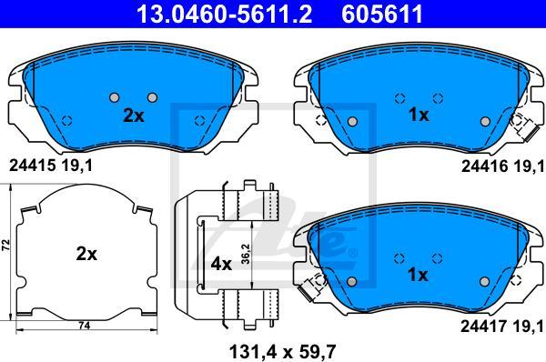 ATE 13.0460-5611.2 - Kit pastiglie freno, Freno a disco www.autoricambi360.it