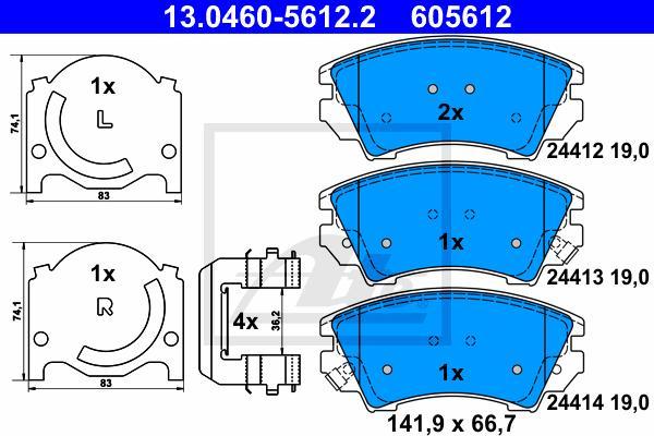 ATE 13.0460-5612.2 - Kit pastiglie freno, Freno a disco www.autoricambi360.it