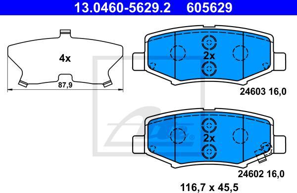 ATE 13.0460-5629.2 - Kit pastiglie freno, Freno a disco www.autoricambi360.it