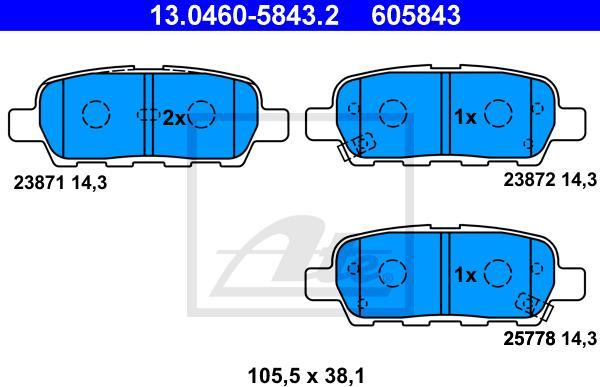 ATE 13.0460-5843.2 - Kit pastiglie freno, Freno a disco www.autoricambi360.it