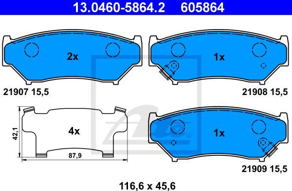 ATE 13.0460-5864.2 - Kit pastiglie freno, Freno a disco www.autoricambi360.it